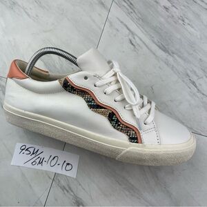 •Madewell Sidewalk Sneaker Size 9.5 Womens White Leather Snake Shoe MC693